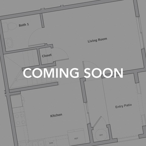 Floor plan for 1 bed, 1 bath, 630 sqft